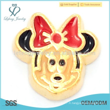 Hot selling mickey mouse locket charmes flottants, charmes métalliques